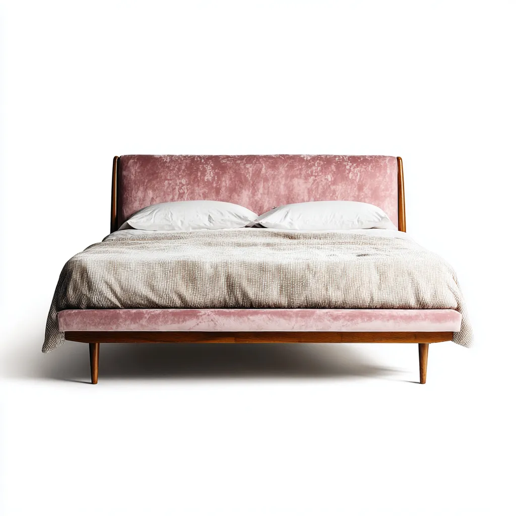 Letto matrimoniale velluto - legno 200x160x95 cm - rosa - design moderno - per camera da letto-villaovae