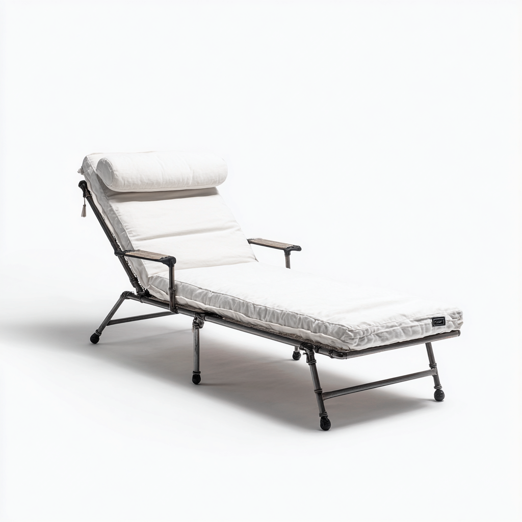 Lettino da sole metallo 198x68x95 cm - bianco - per esterni - design moderno-villaovae