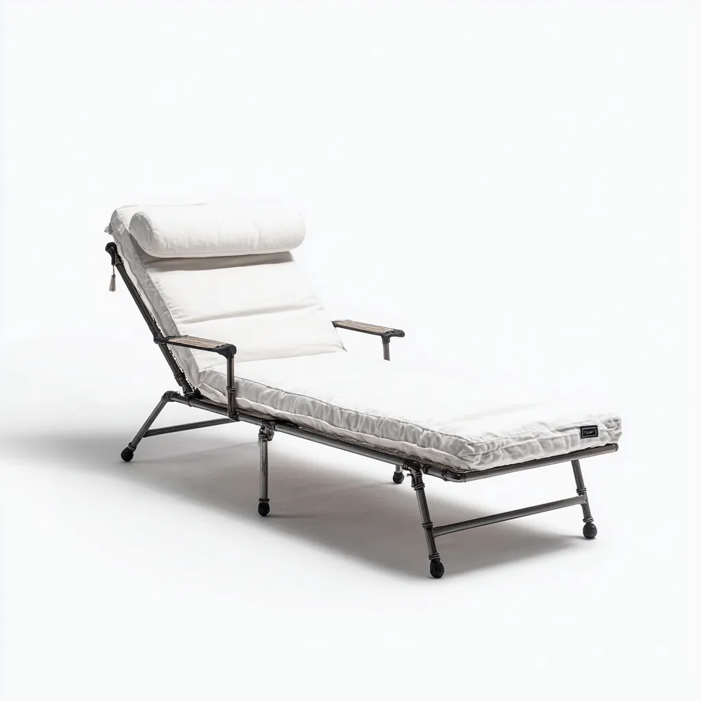 Lettino da sole metallo 198x68x95 cm - bianco - per esterni - design moderno-villaovae