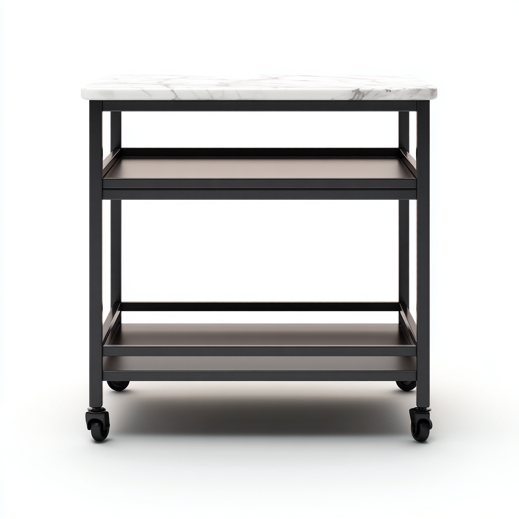 Carrello da cucina metallo marmo 78x45x90 cm - nero - bianco - design moderno adatto alla cucina-villaovae
