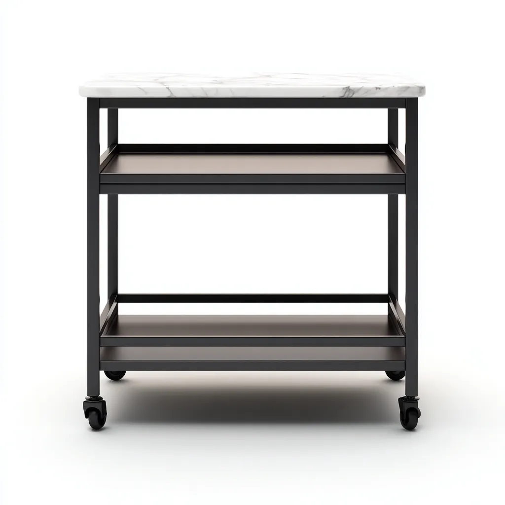 Carrello da cucina metallo marmo 78x45x90 cm - nero - bianco - design moderno adatto alla cucina-villaovae