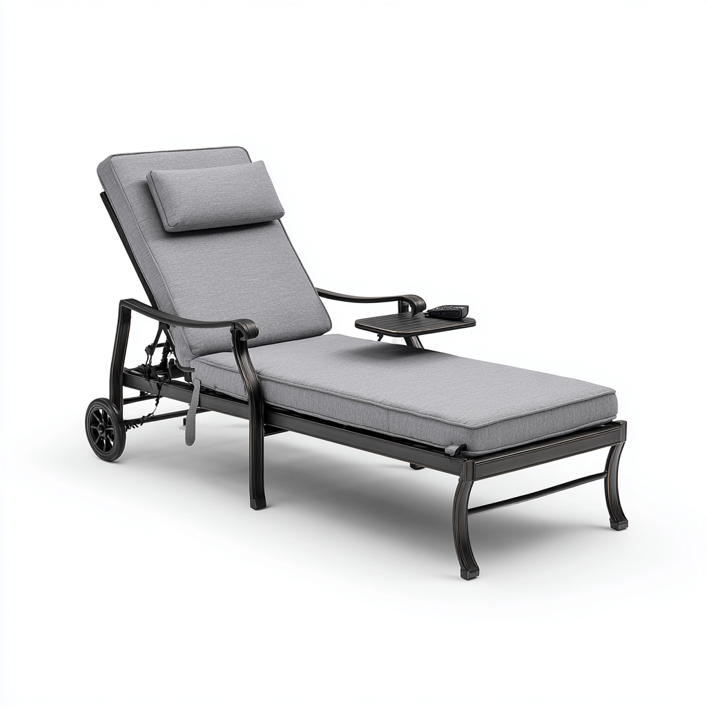 Lettino da sole metallo 200x70x95 cm - grigio - regolabile per esterni - design moderno-villaovae