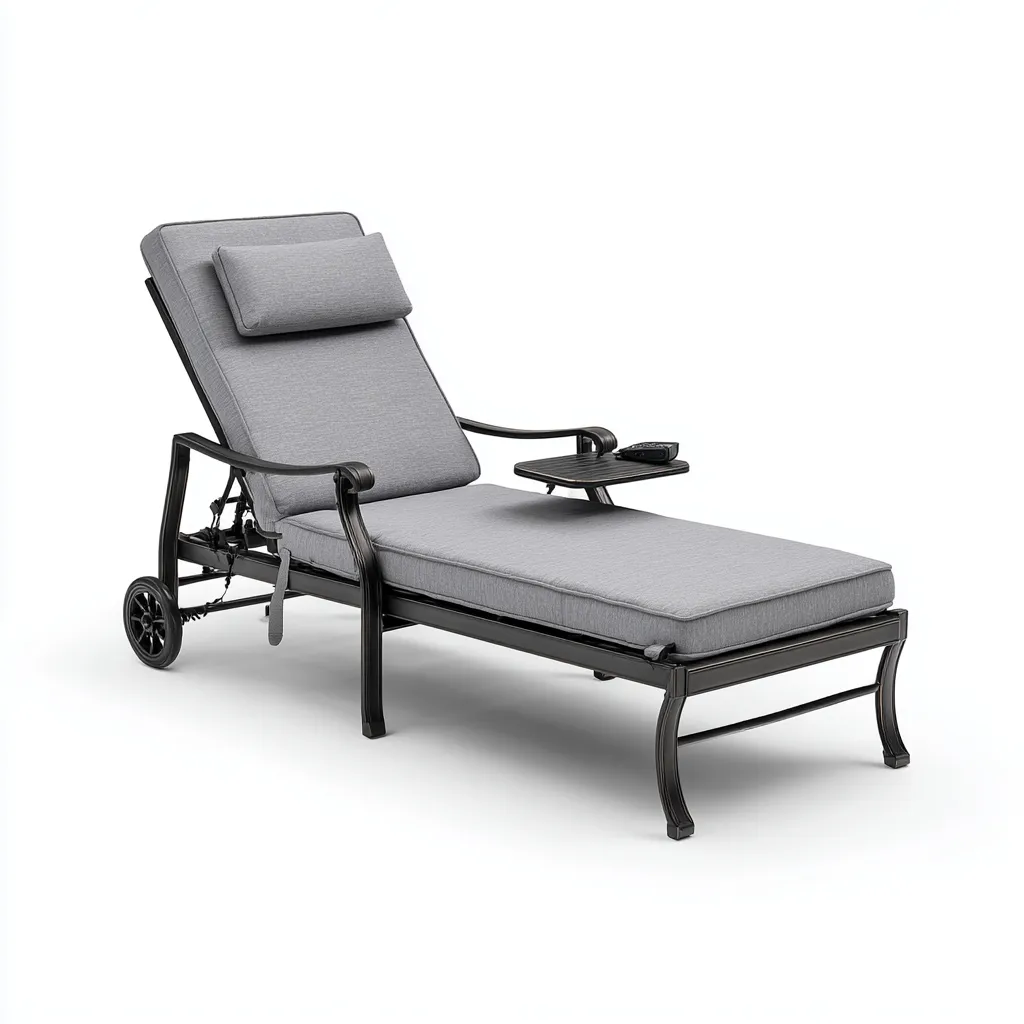 Lettino da sole metallo 200x70x95 cm - grigio - regolabile per esterni - design moderno-villaovae