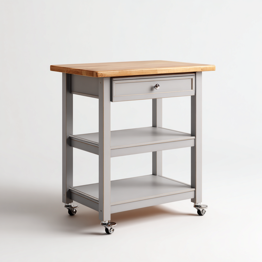 Isola da cucina-legno-70x45x90 cm-grigio - legno naturale-design moderno per cucina-villaovae