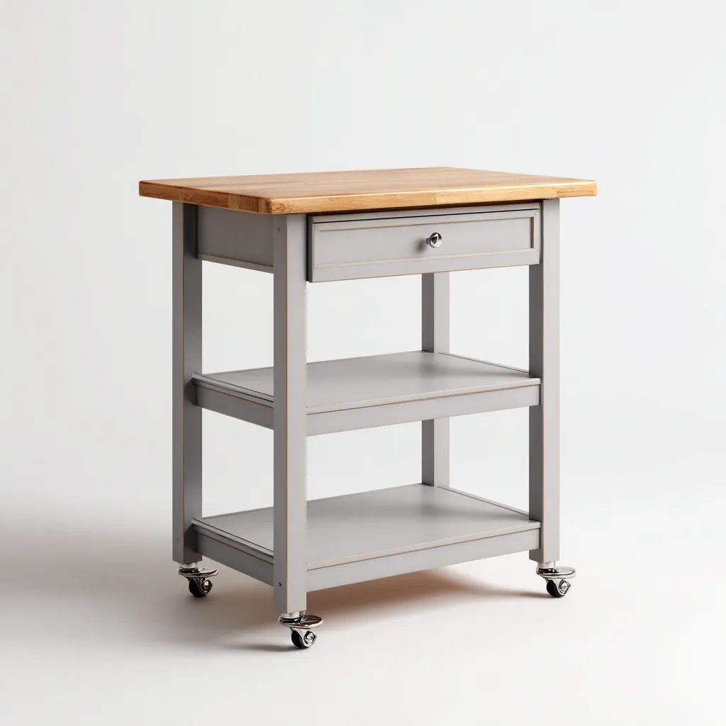 Isola da cucina-legno-70x45x90 cm-grigio - legno naturale-design moderno per cucina-villaovae