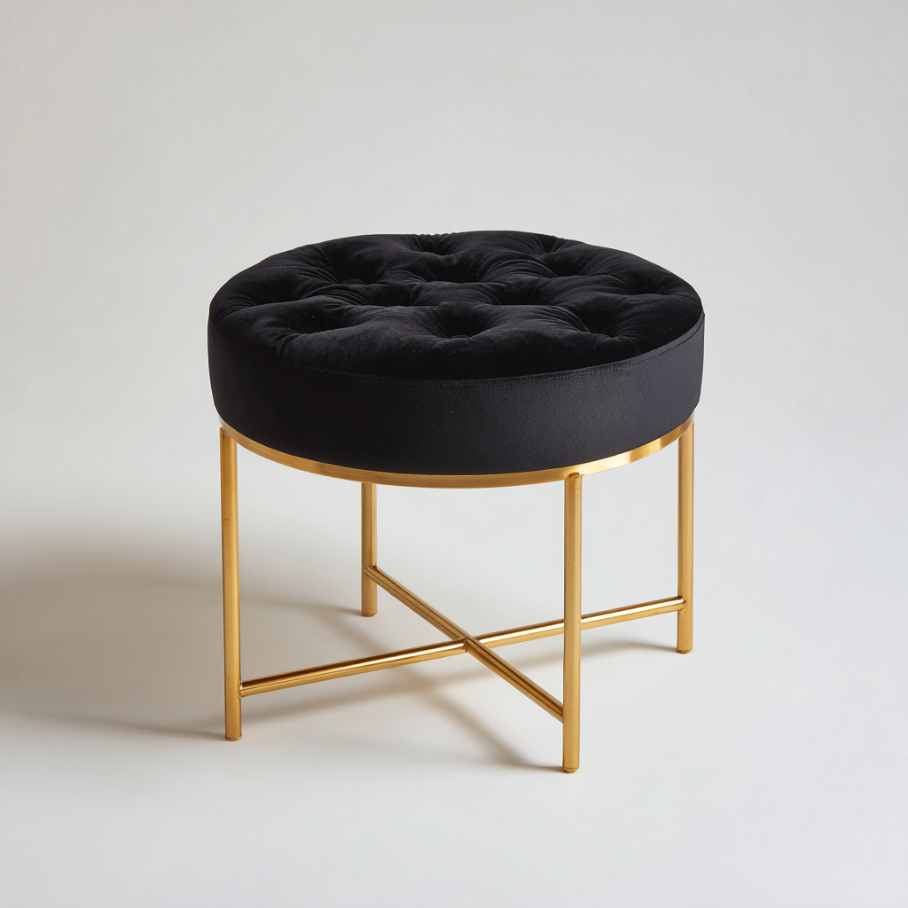 Pouf imbottito 55x55x48 cm - nero - design moderno - per soggiorno-villaovae