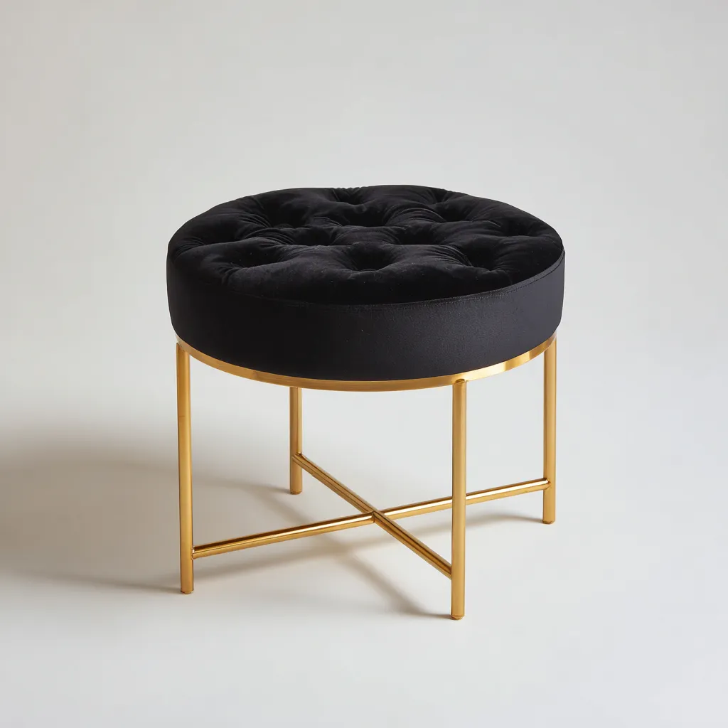 Pouf imbottito 55x55x48 cm - nero - design moderno - per soggiorno-villaovae