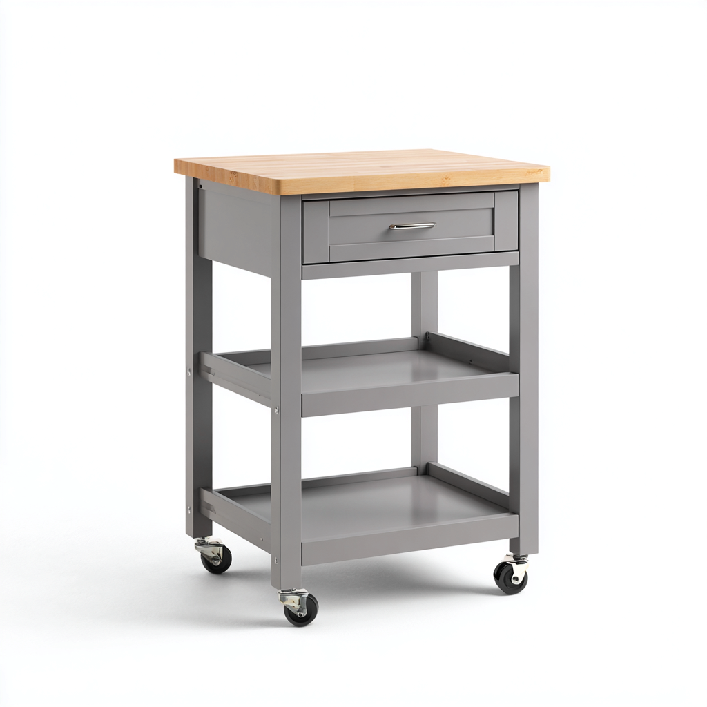 Isola da cucina legno 60x45x90 cm - grigio - legno naturale - per cucina - design compatto-villaovae