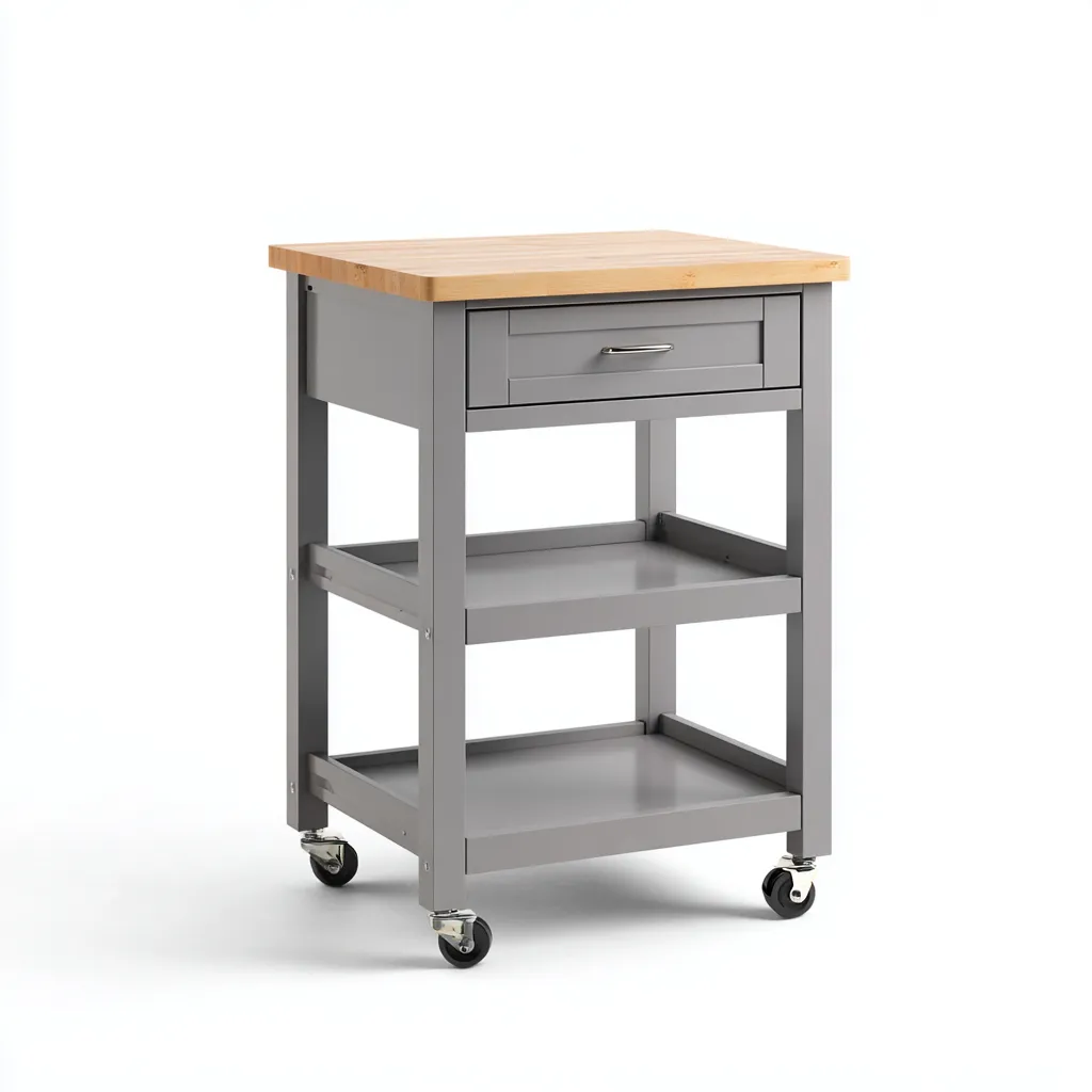 Isola da cucina legno 60x45x90 cm - grigio - legno naturale - per cucina - design compatto-villaovae