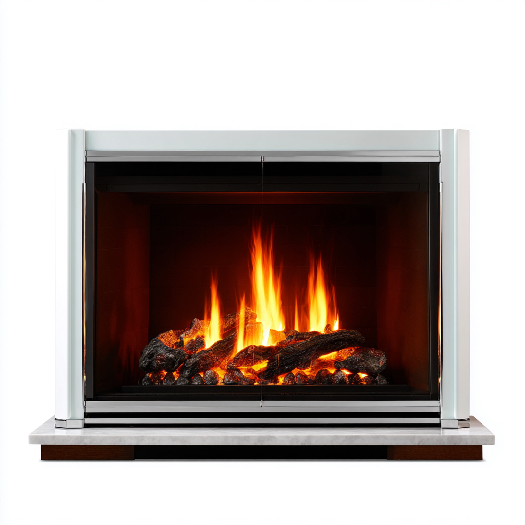 Camino elettrico autoportante vetro - metallo 78x40x82 cm - bianco - per soggiorno - fiamma realistica - design moderno-villaovae