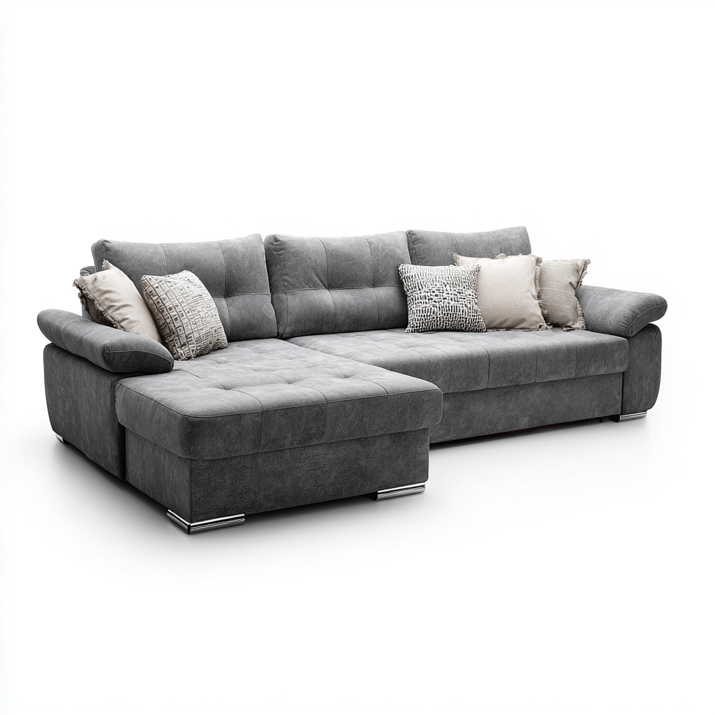 Divano angolare tessuto 267x173x88 cm - grigio - per soggiorno - design moderno-villaovae