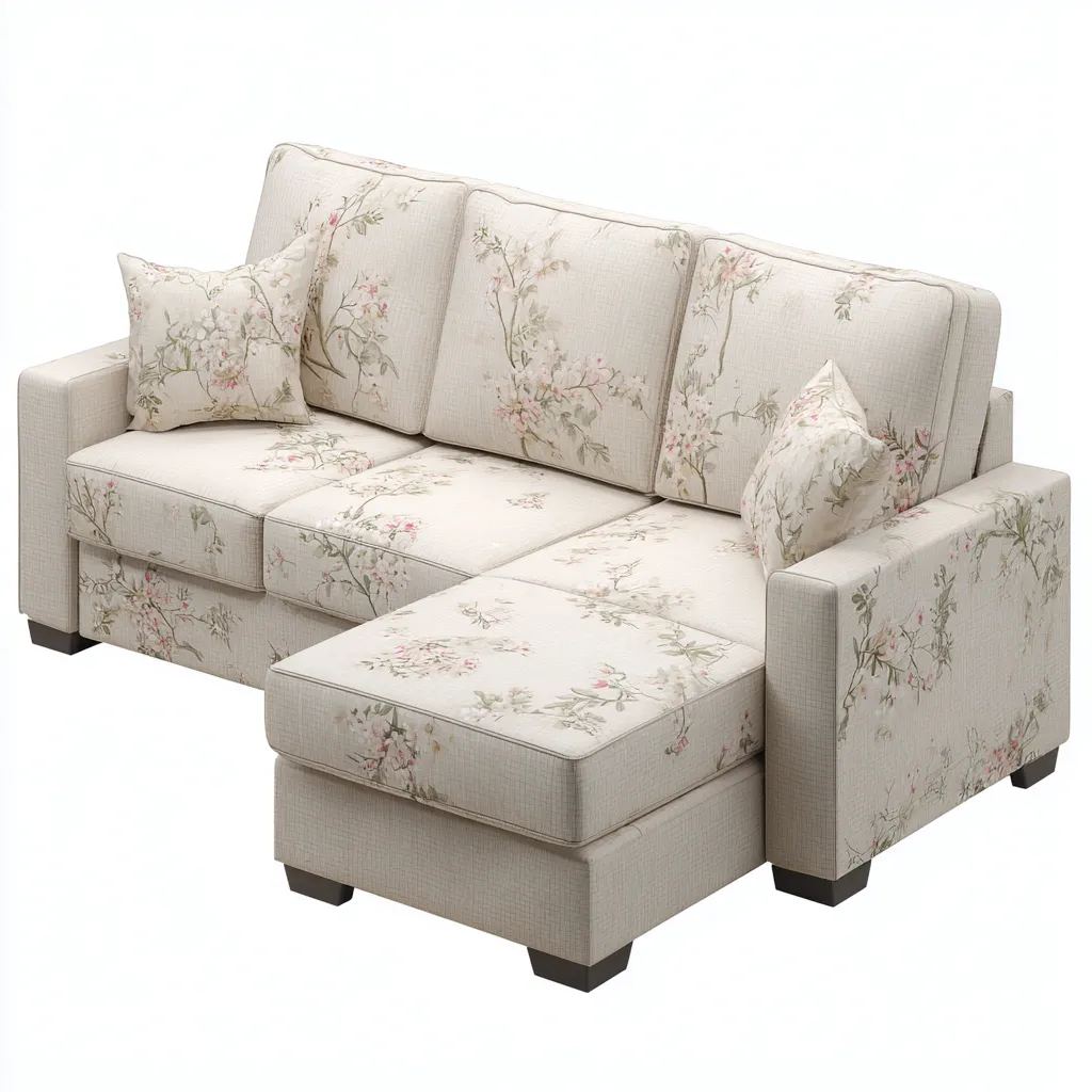 Divano angolare tessuto 265x172x86 cm - beige floreale - per soggiorno - design moderno-villaovae