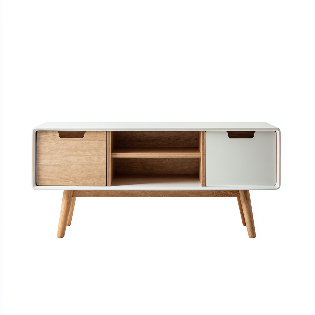 Mobile TV in legno composito 120x40x55 cm - bianco - naturale - design moderno - per soggiorno-villaovae