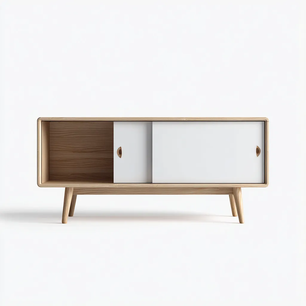 Mobile TV in legno massello 120x40x55 cm - naturale - bianco - design moderno - per soggiorno-villaovae