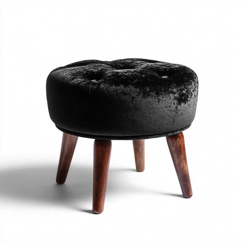 Pouf in velluto 40x40x45 cm - nero - design moderno - per soggiorno-villaovae