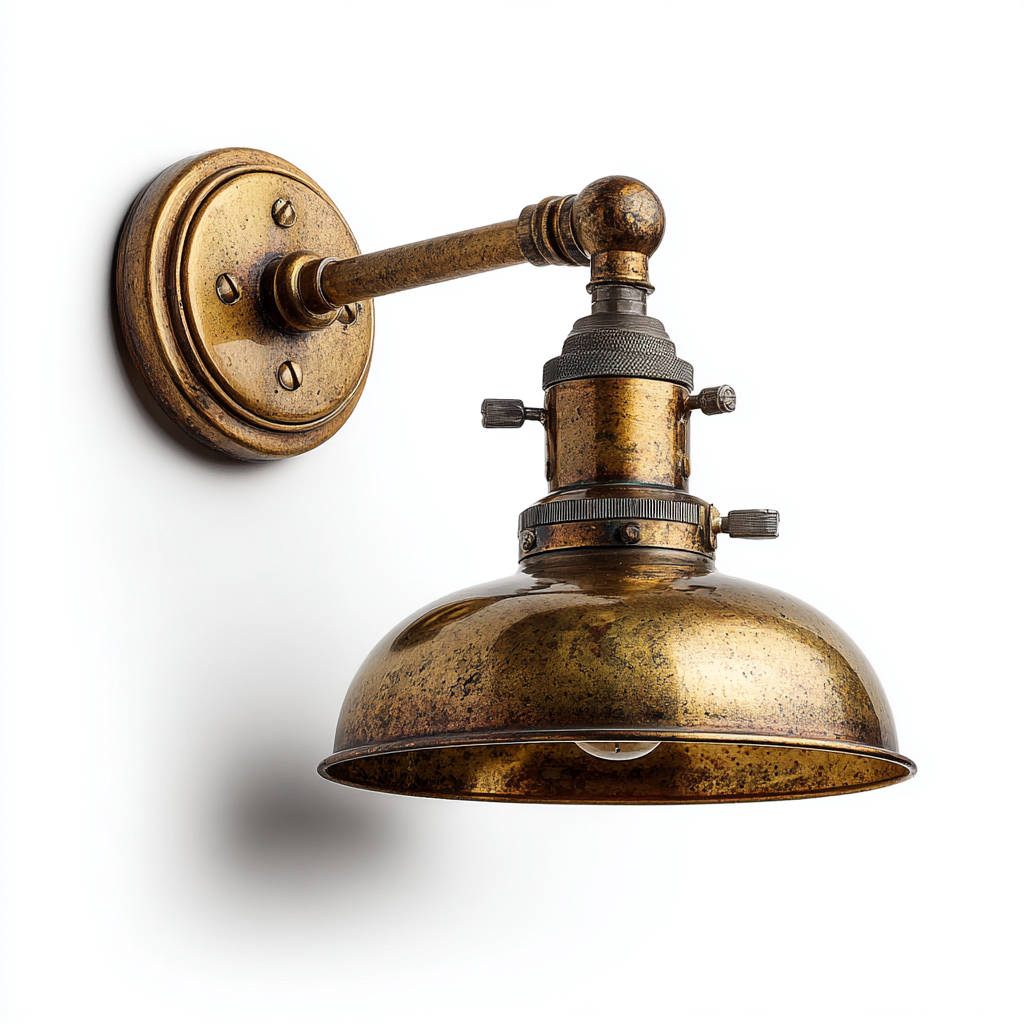 Applique in metallo 19x19x20 cm - ottone antico - per interni - design industrial vintage-villaovae