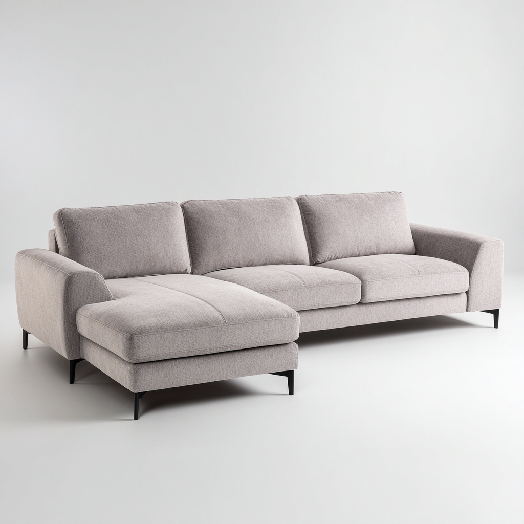 Divano angolare tessuto 273x178x87 cm - grigio chiaro - per soggiorno - design moderno-villaovae