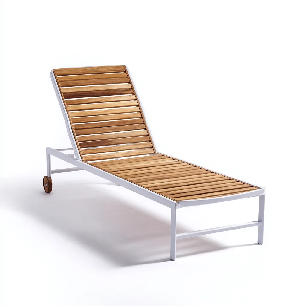 Lettino da sole in legno e metallo 198x66x40 cm - legno naturale - metallo - design moderno - adatto per uso esterno-villaovae