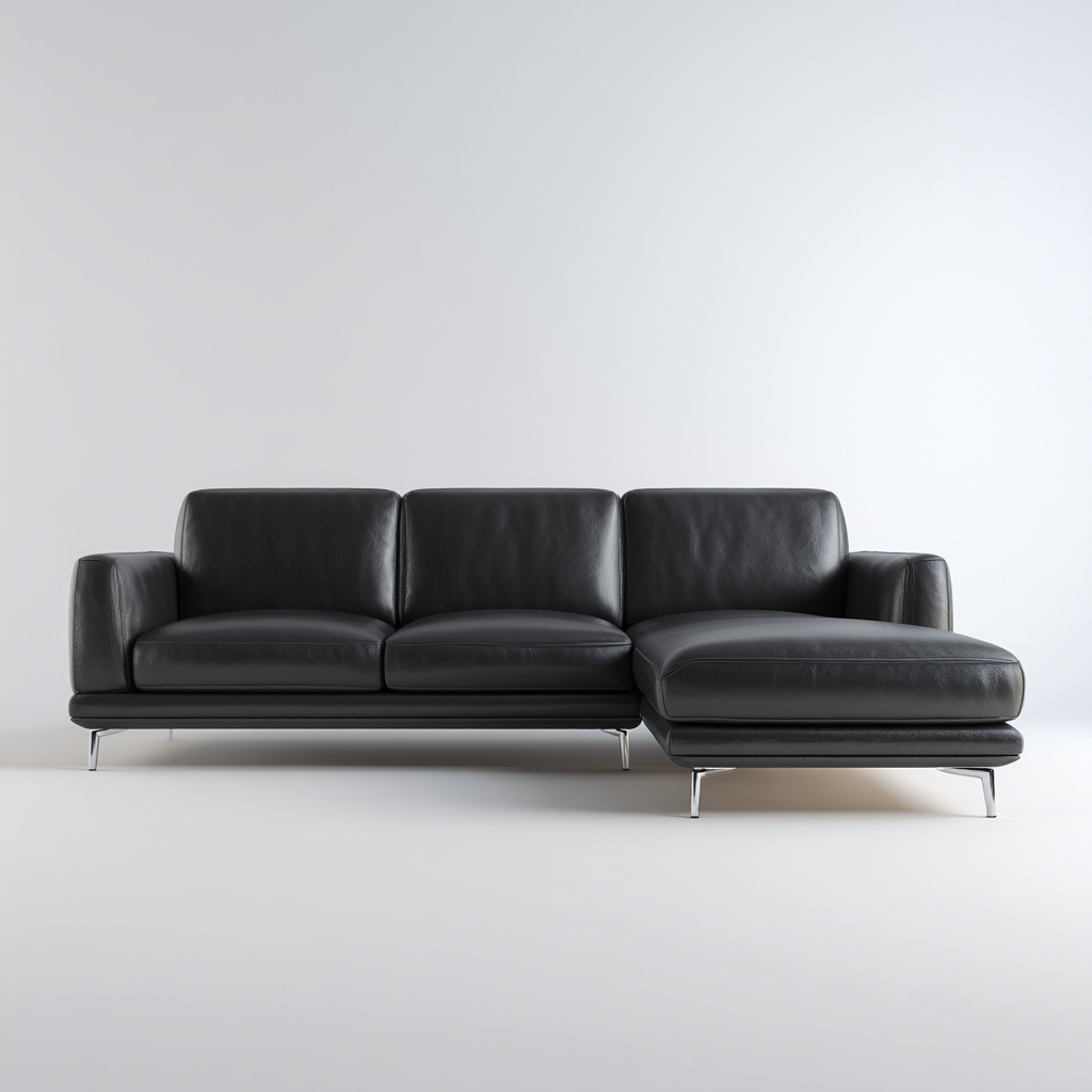 Divano angolare pelle 262x169x85 cm - nero - per soggiorno - design moderno-villaovae