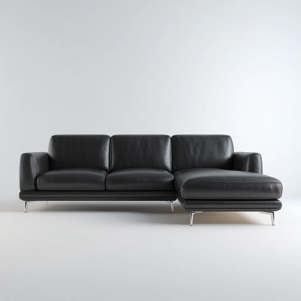 Divano angolare pelle 262x169x85 cm - nero - per soggiorno - design moderno-villaovae