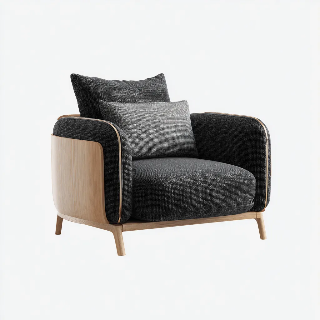 Poltrona da giardino legno - tessuto 85x82x86 cm - grigio - design moderno per esterni-villaovae