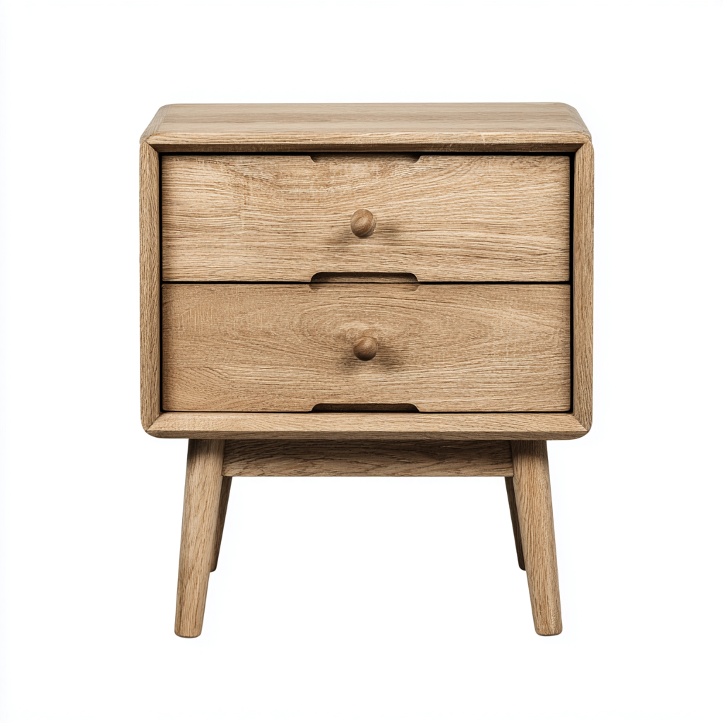 Comodino legno massello 40x32x55 cm - legno naturale - stile nordico per camera da letto-villaovae