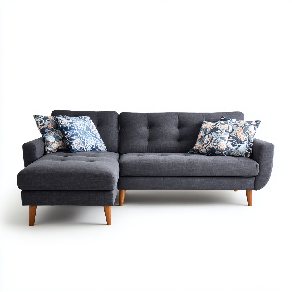 Divano angolare tessuto 259x168x86 cm - grigio scuro - per soggiorno - design moderno-villaovae