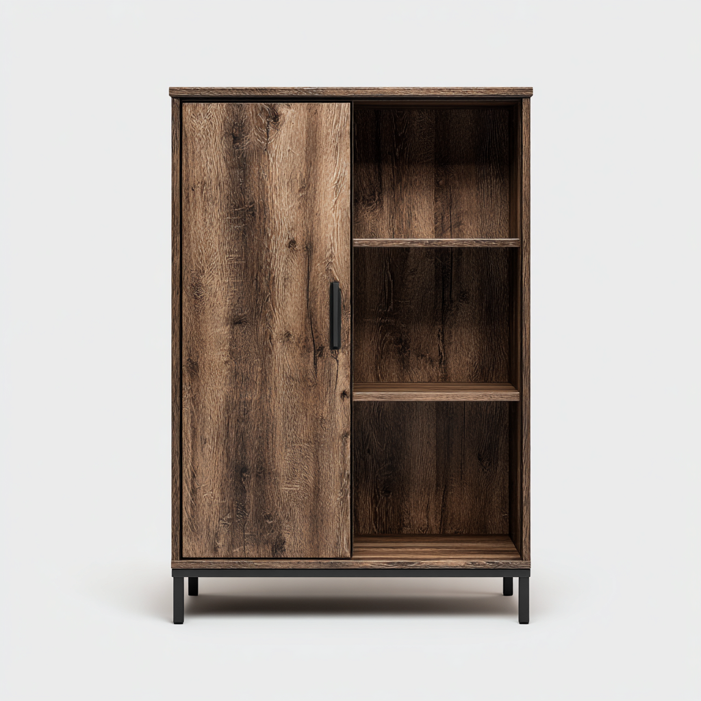 Armadio legno - metallo 80x40x140 cm - marrone - nero - design industriale per camera da letto-villaovae