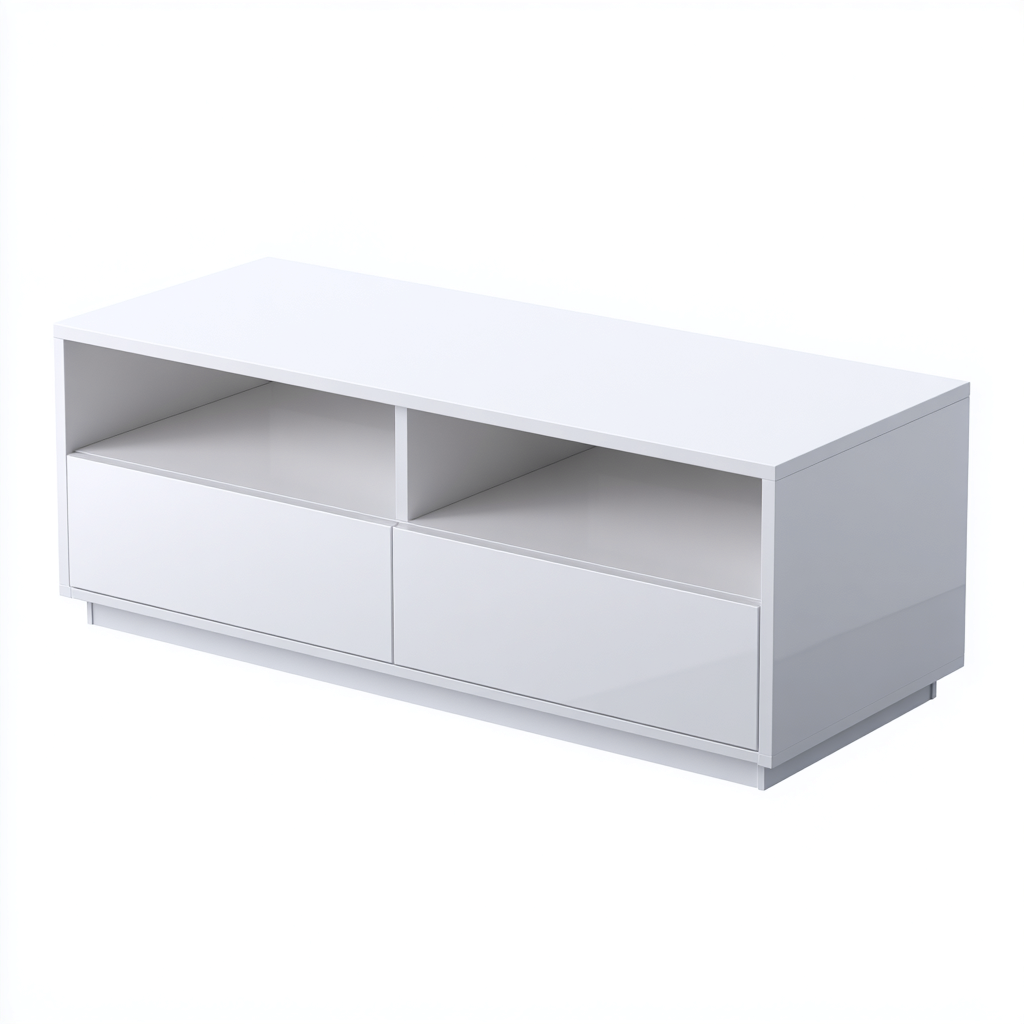 Mobile TV in legno laccato 140x40x50 cm - bianco lucido - design moderno adatto al soggiorno-villaovae