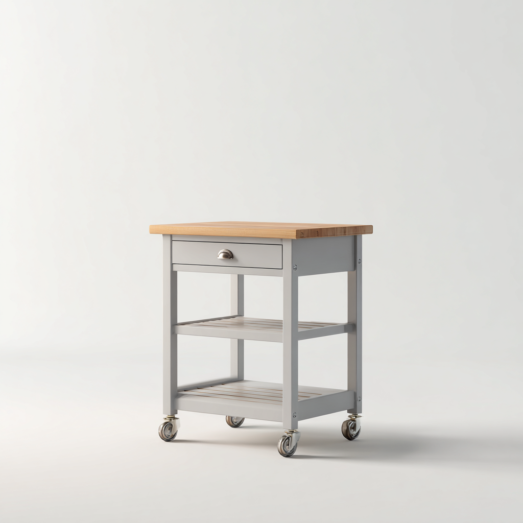 Isola da cucina-legno-60x40x85 cm-grigio - legno naturale-design moderno per cucina-villaovae