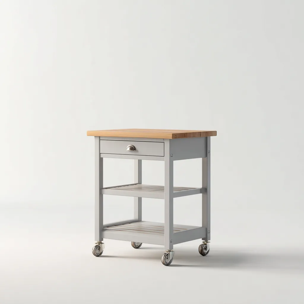 Isola da cucina-legno-60x40x85 cm-grigio - legno naturale-design moderno per cucina-villaovae