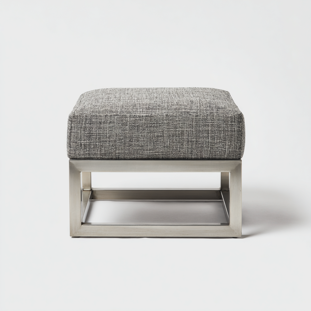 Pouf in tessuto con struttura in metallo 50x50x45 cm - grigio - metallo - design moderno adatto al soggiorno-villaovae