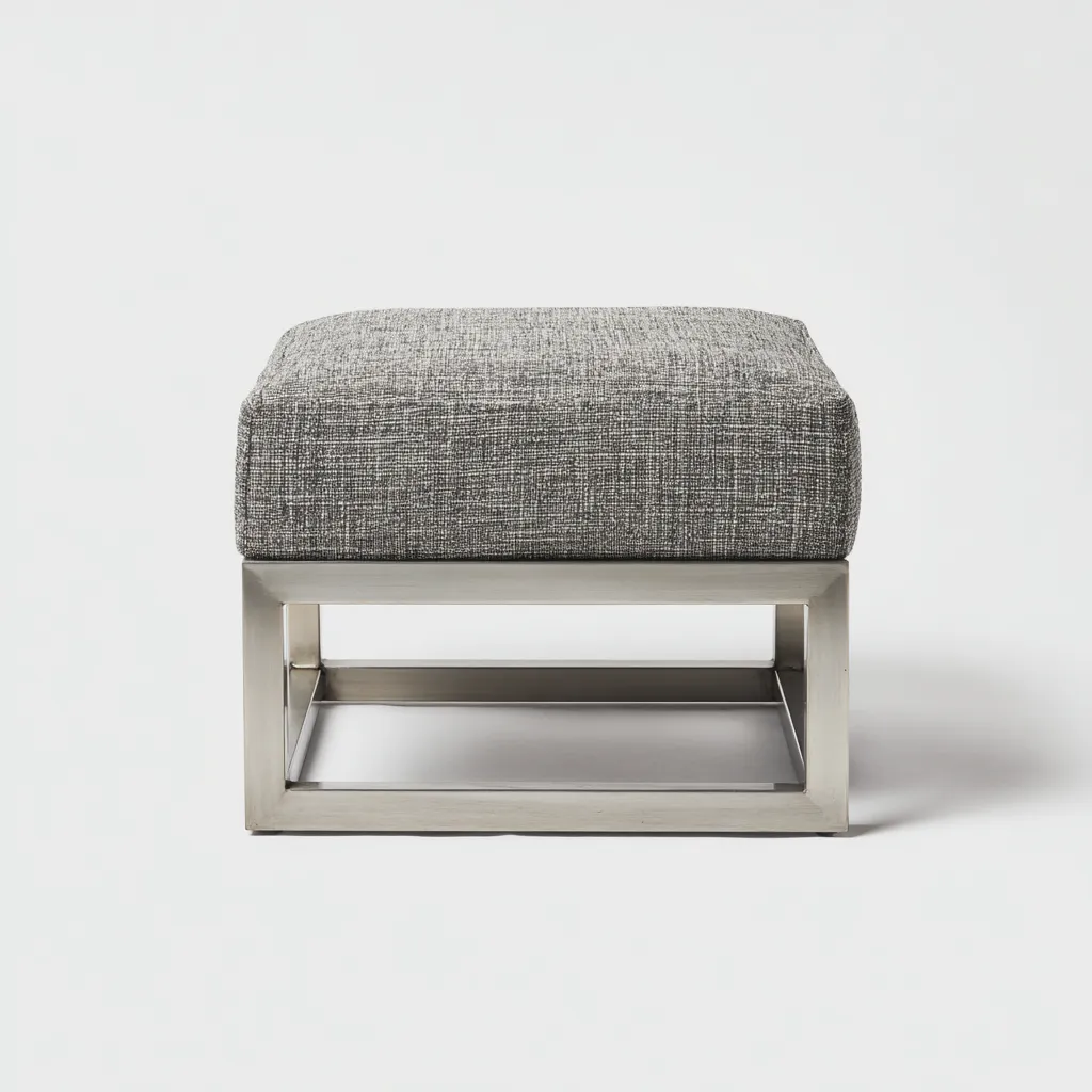 Pouf in tessuto con struttura in metallo 50x50x45 cm - grigio - metallo - design moderno adatto al soggiorno-villaovae