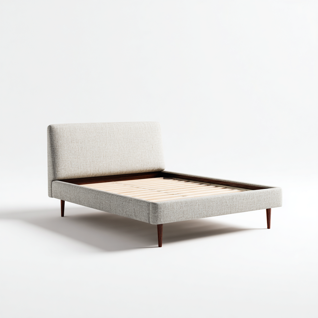 Letto matrimoniale tessuto e legno 200x160x92 cm - grigio chiaro - legno scuro - design moderno per camera da letto-villaovae