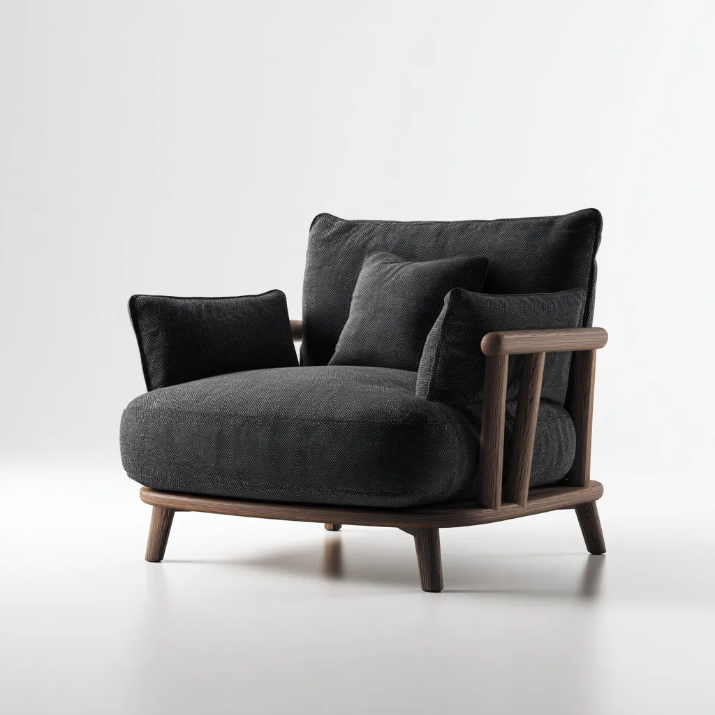 Poltrona da giardino legno - tessuto 90x85x82 cm - nero - design moderno per esterni-villaovae