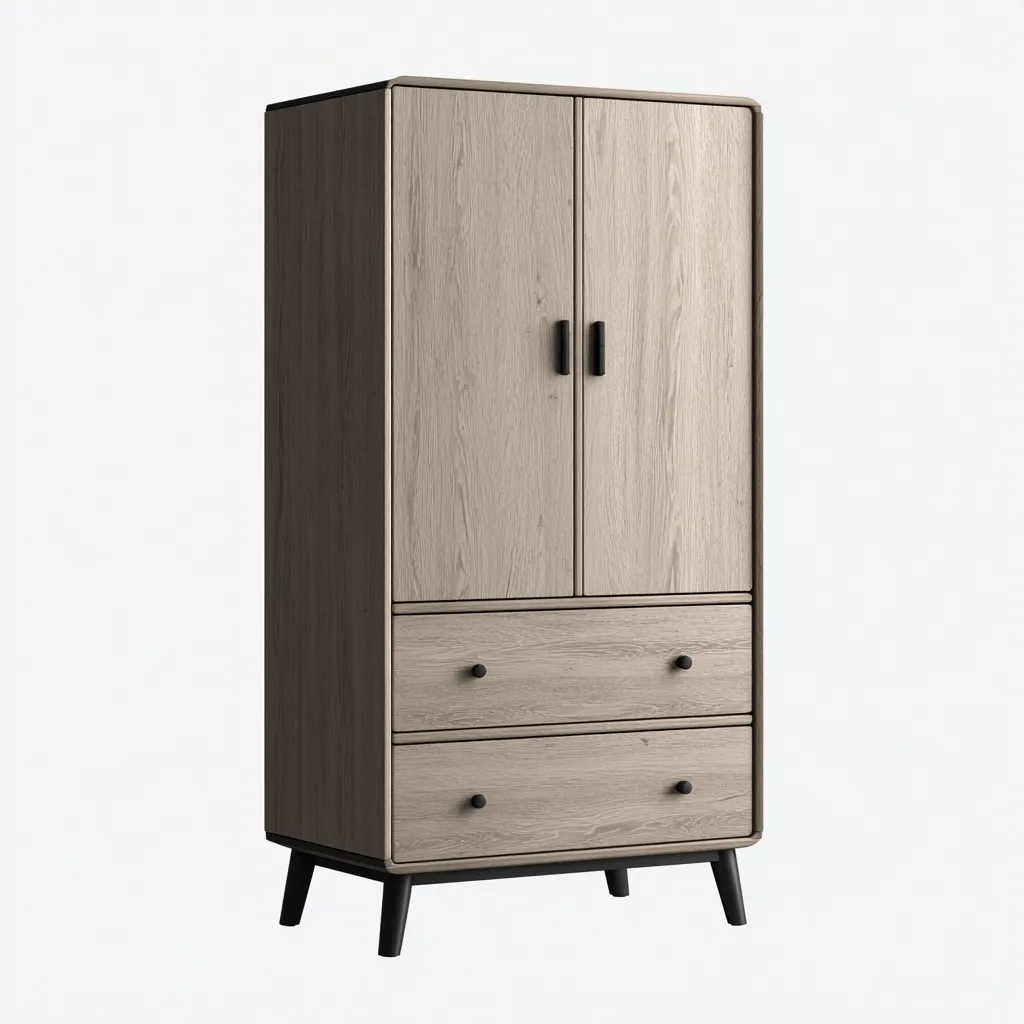 Armadio legno - metallo 108x55x180 cm - grigio - naturale - design moderno per camera da letto-villaovae