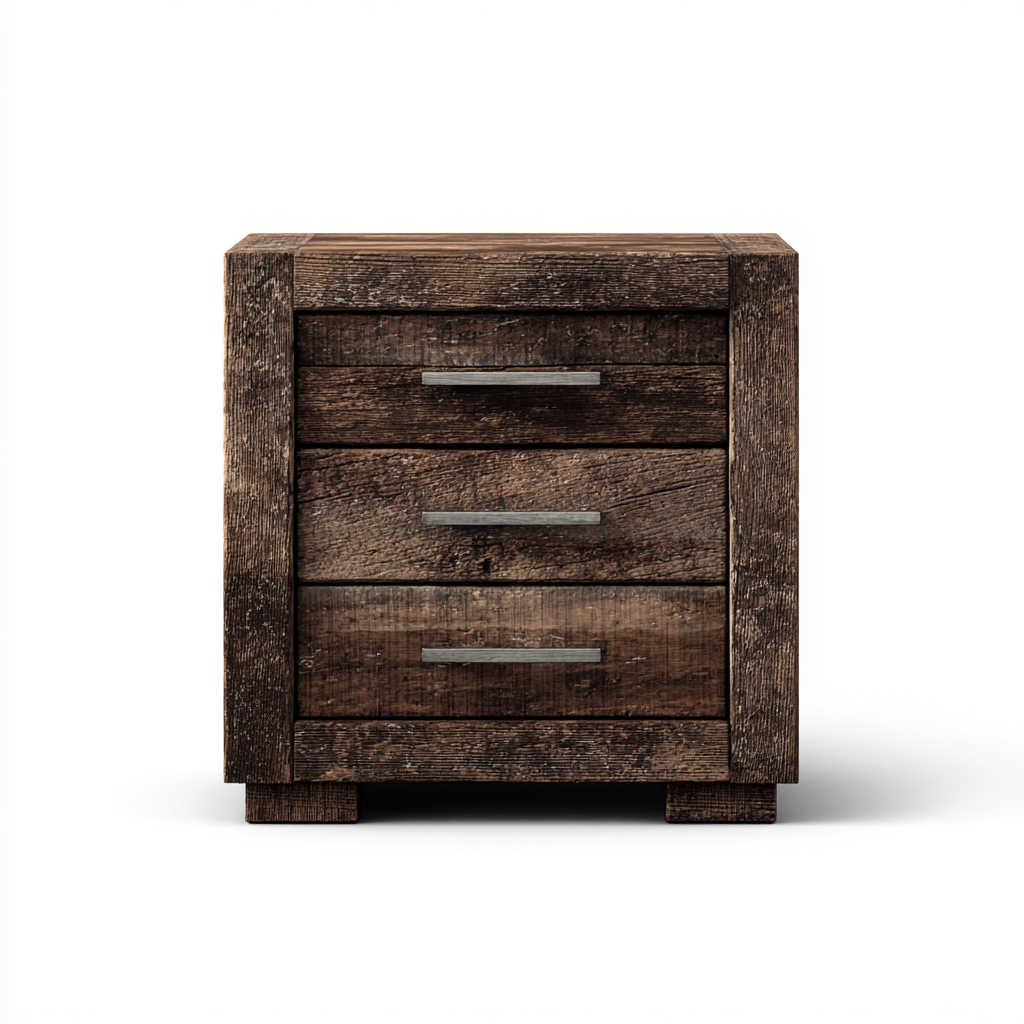 Comodino legno massello 50x40x63 cm - marrone scuro - per camera da letto - design rustico-villaovae