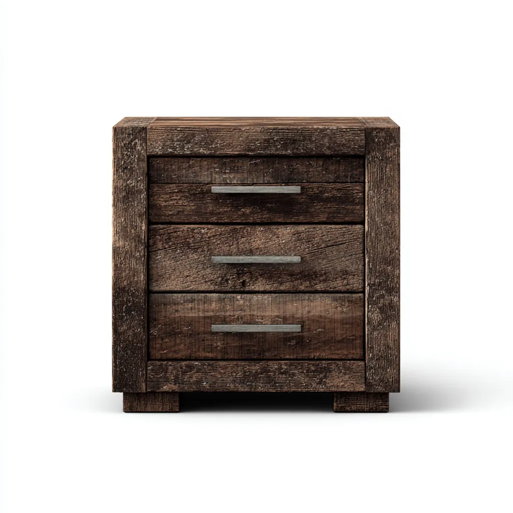 Comodino legno massello 50x40x63 cm - marrone scuro - per camera da letto - design rustico-villaovae