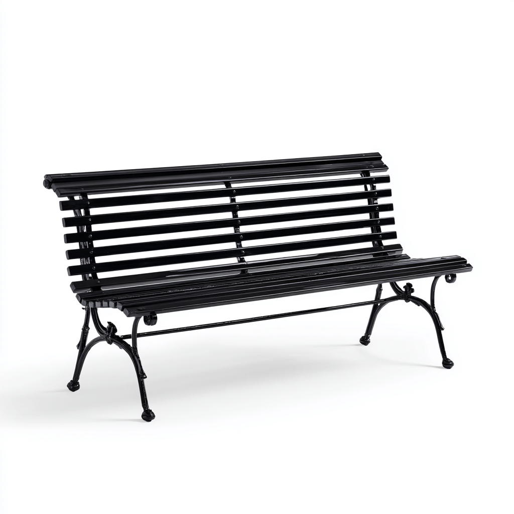 Panca da giardino in metallo 150x62x90 cm - nero - design a doghe curve - adatta per arredare il giardino-villaovae