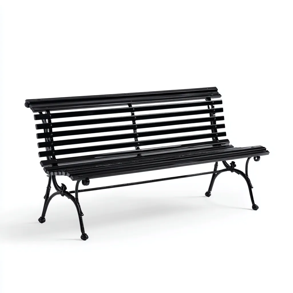 Panca da giardino in metallo 150x62x90 cm - nero - design a doghe curve - adatta per arredare il giardino-villaovae