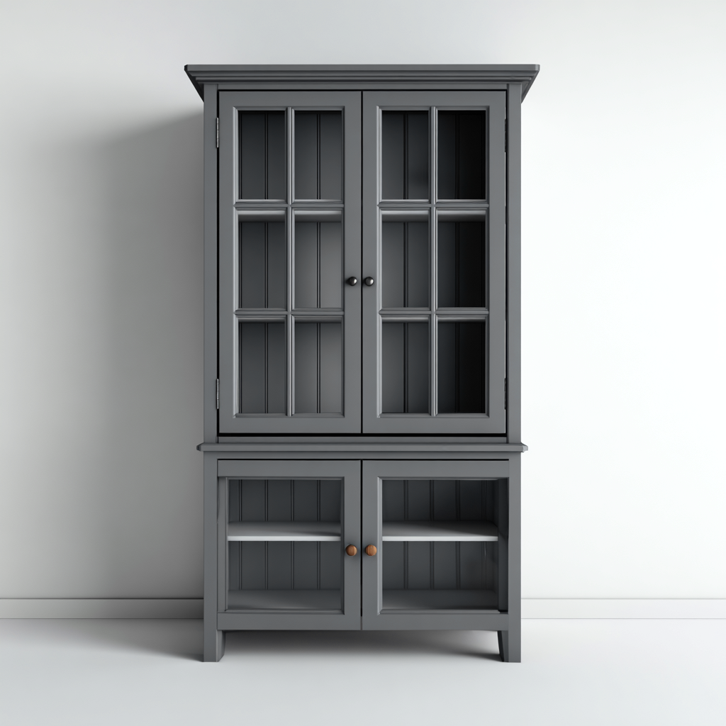 Armadietti da cucina-legno - vetro-90x40x175 cm-grigio-design classico per cucina-villaovae