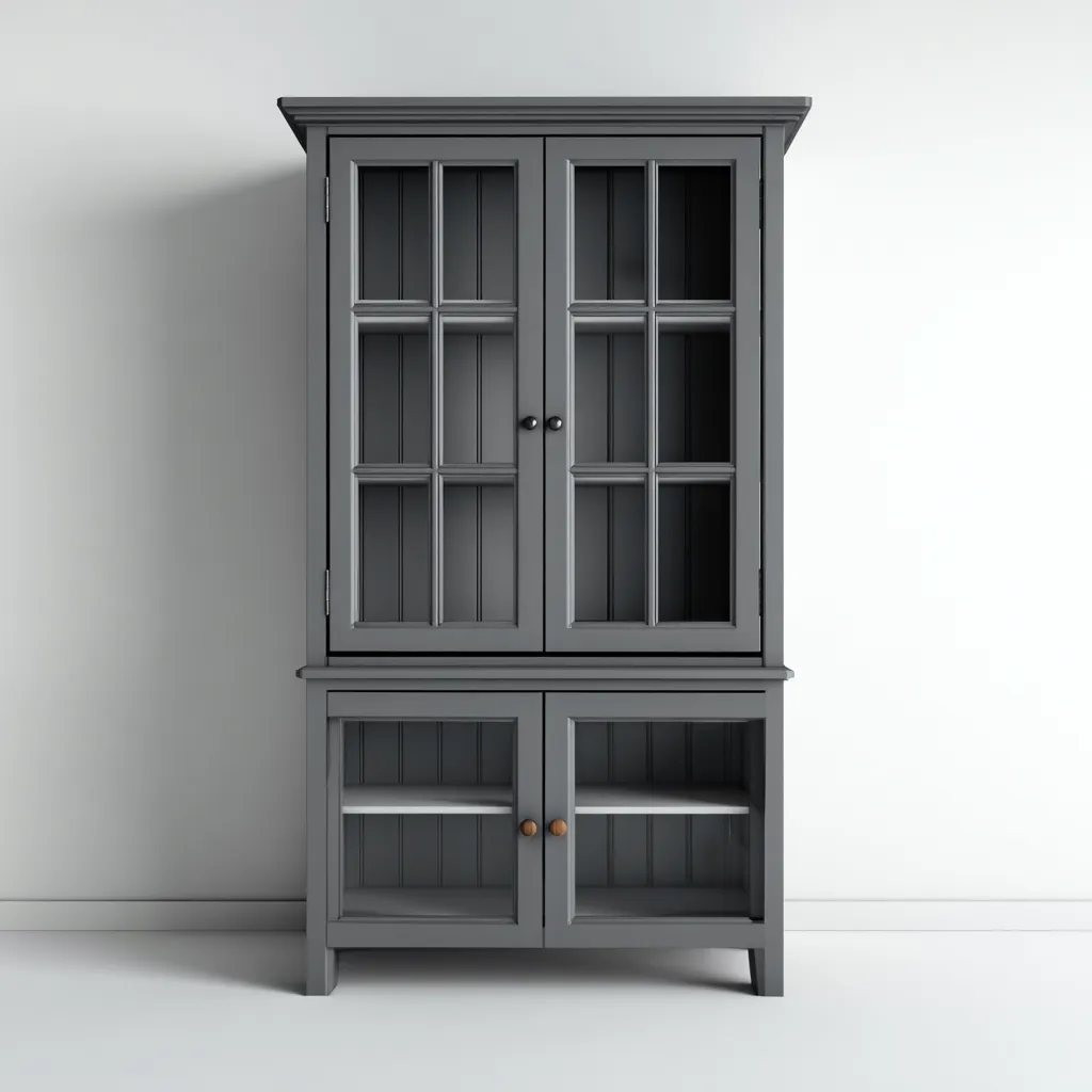 Armadietti da cucina-legno - vetro-90x40x175 cm-grigio-design classico per cucina-villaovae