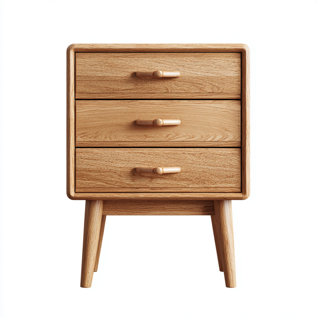 Comodino in legno massello rovere 40x32x60 cm - colore rovere - per camera da letto - design nordico-villaovae