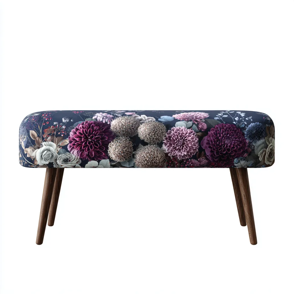 Panca per letto tessuto 110x40x45 cm - blu - viola - beige - stile moderno decorativo per camera da letto-villaovae