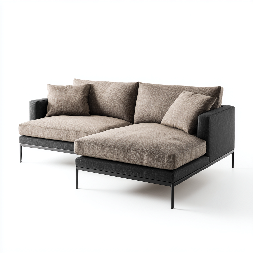 Divano angolare tessuto 255x160x85 cm - beige scuro - nero - design moderno per soggiorno-villaovae