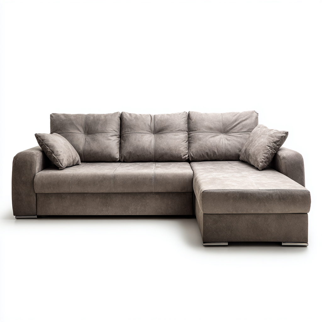 Divano angolare tessuto 269x174x87 cm - grigio tortora - per soggiorno - design moderno-villaovae