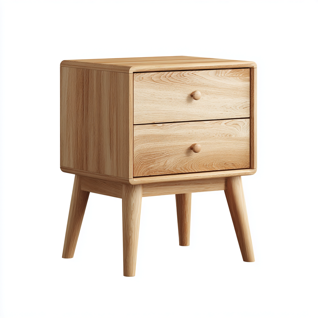 Comodino legno massello 40x32x55 cm - legno naturale - stile nordico per camera da letto-villaovae