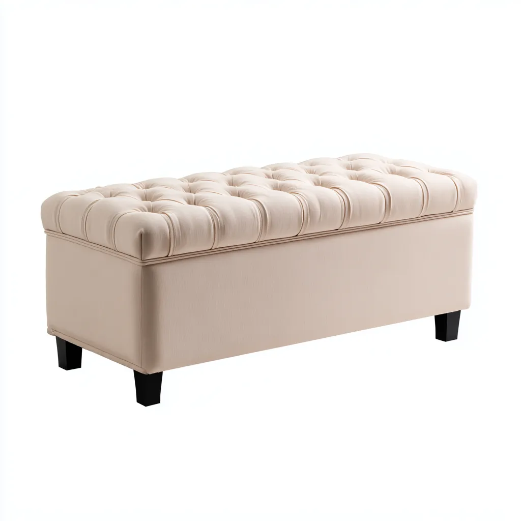 Panca per letto capitonné in tessuto 110x45x48 cm - beige - per camera da letto - design classico-villaovae