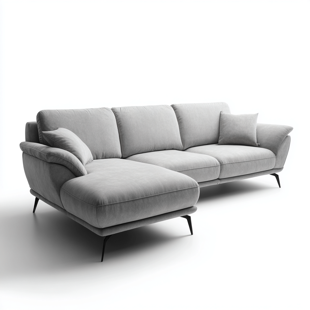 Divano angolare tessuto 271x176x87 cm - grigio chiaro - per soggiorno - design moderno-villaovae