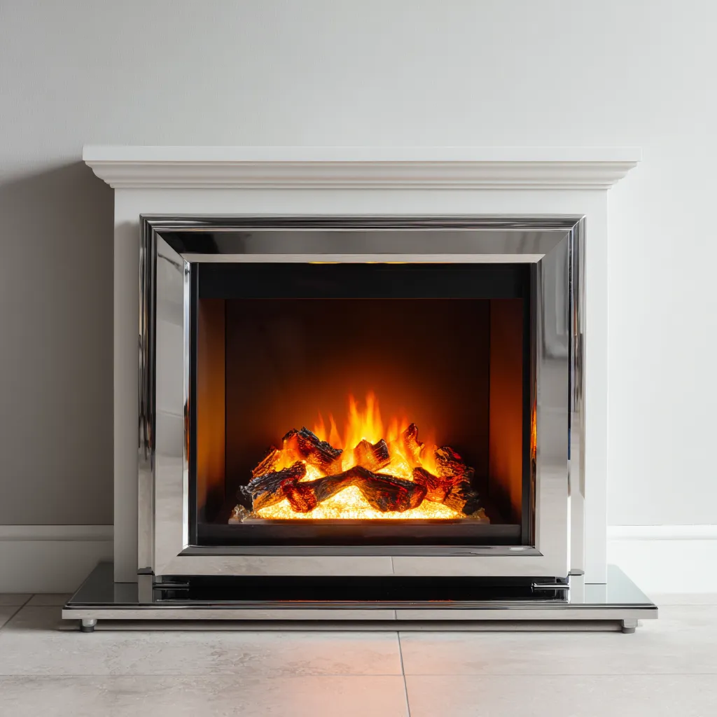 Camino elettrico autoportante vetro - metallo 72x32x78 cm - bianco - per soggiorno - fiamma realistica - design moderno-villaovae